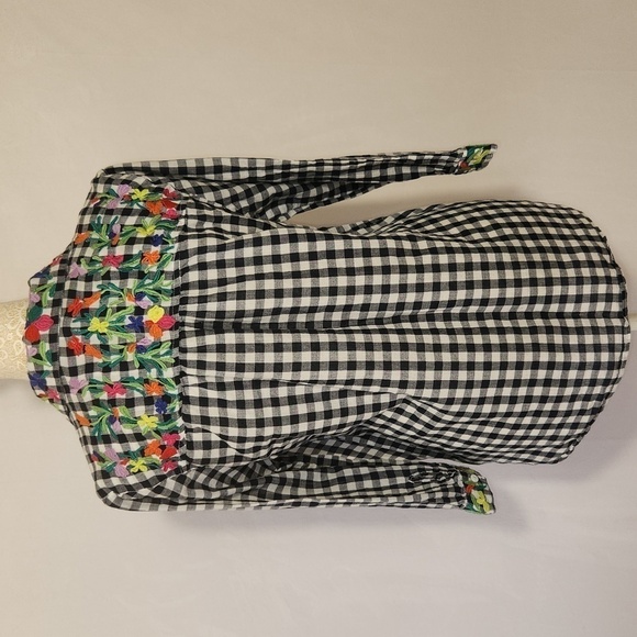 Intro Blouse Gingham Floral Embroidered Button Down Pocket Size PL Rockabilly - Picture 7 of 14
